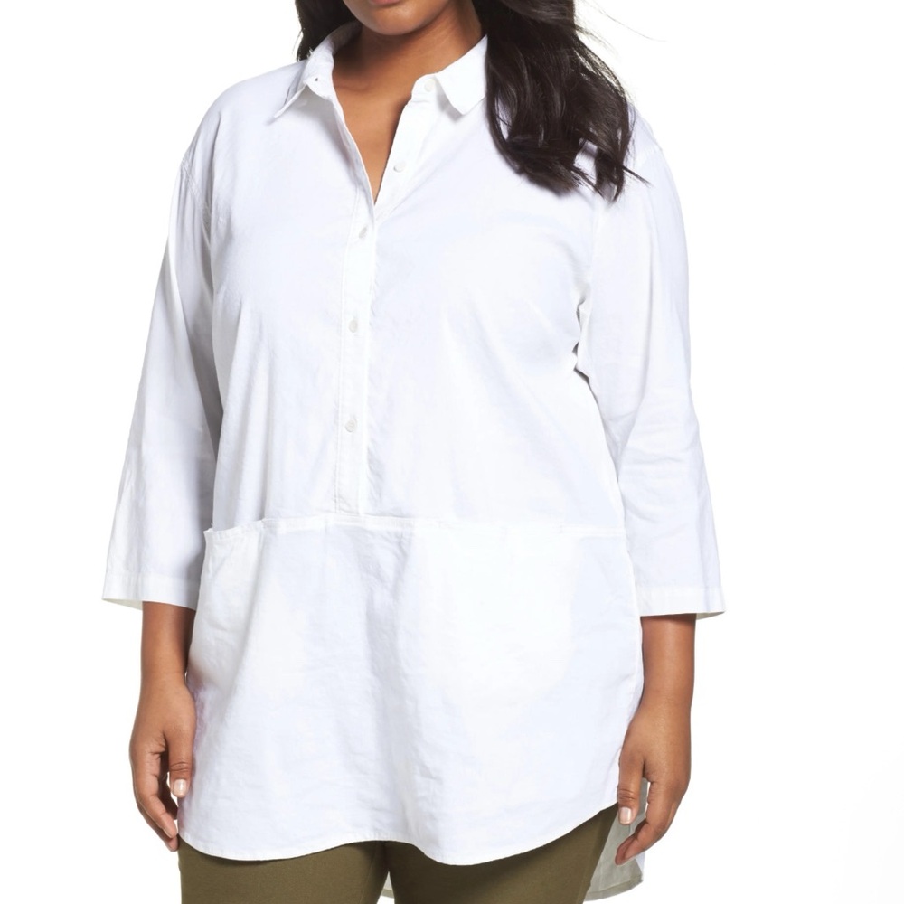 New Eileen Fisher Organic Linen Blend Tunic Size 1X in White